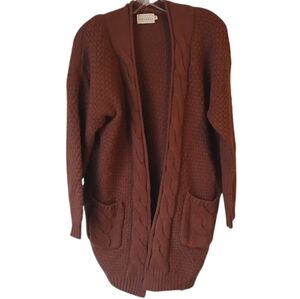 Dreamers By Debut Chunky Knit Open Front Sweater Cardigan W/ Pockets Size Large